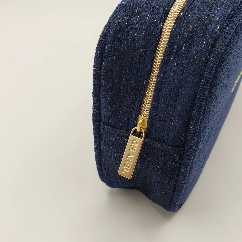 Authentic Chanel cosmetic bag blue